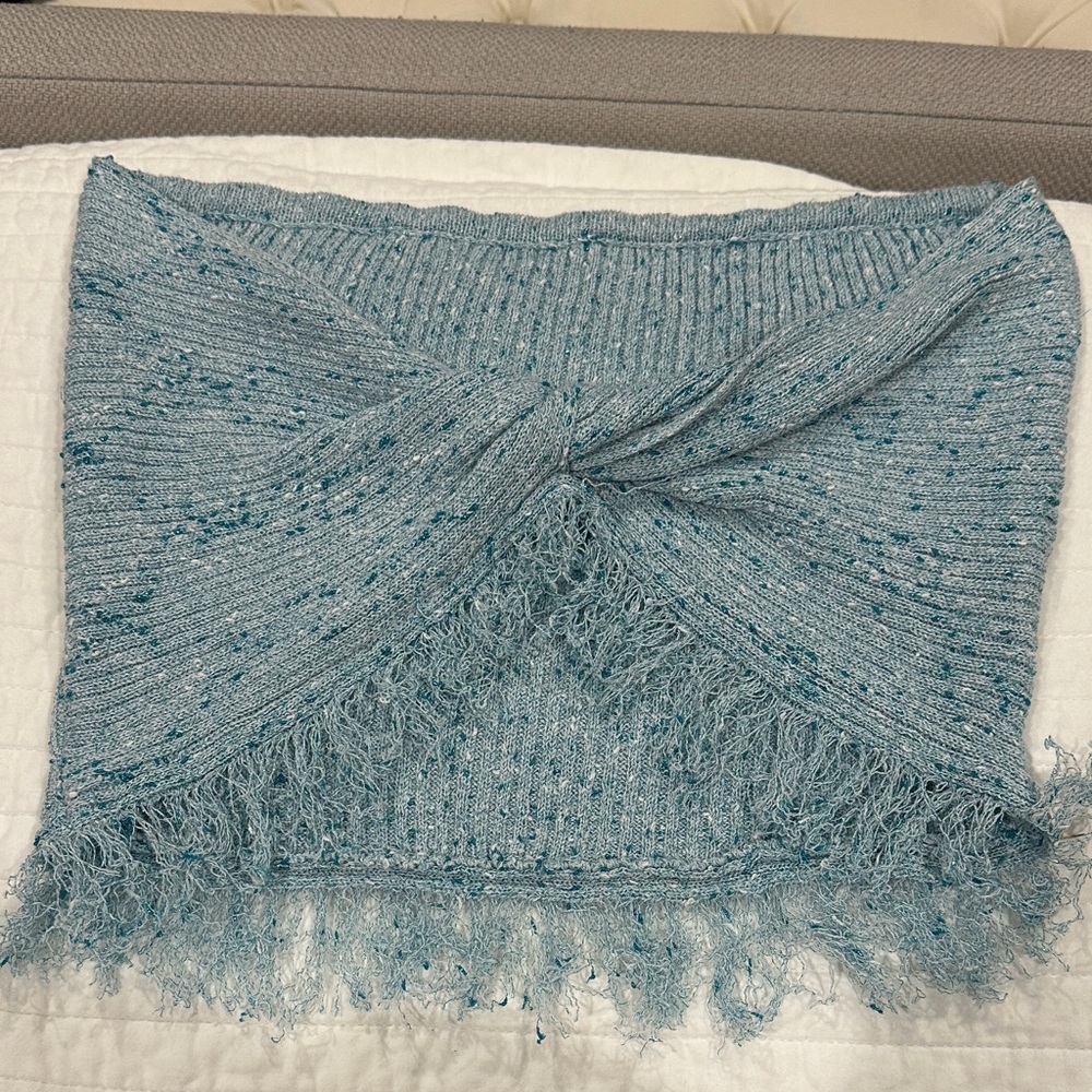 Princess Polly Light Blue Fringe Knit